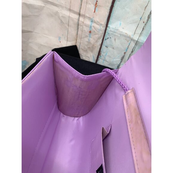 Milano Lilac Satin Evening Clutch Purse W/ Bow Detail & Rope Strap - Picture 8 of 12